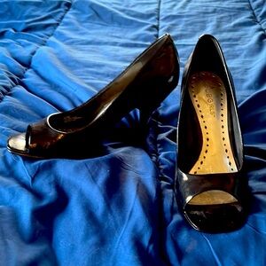 Black peakaboo heels